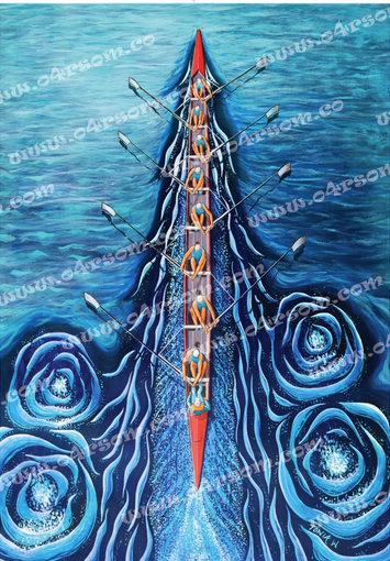 Tonia Williams blue eight rowing art poster