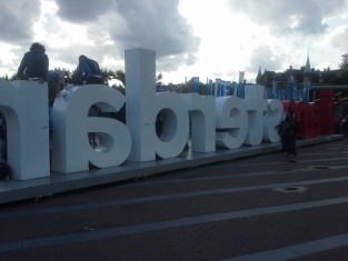 Amsterdam sign from behind