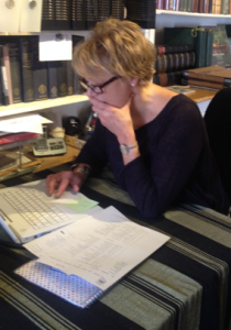 Diana Cook working in Way Books