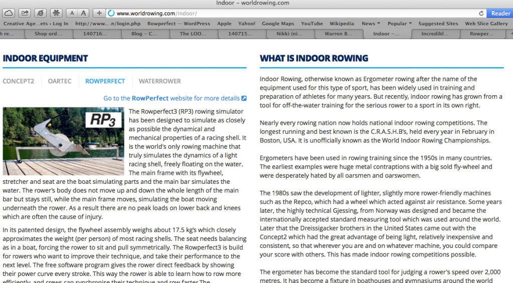 World Rowing Ergo Page includes RP3