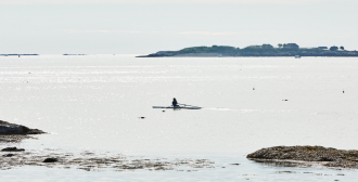 Open water sculling rowing