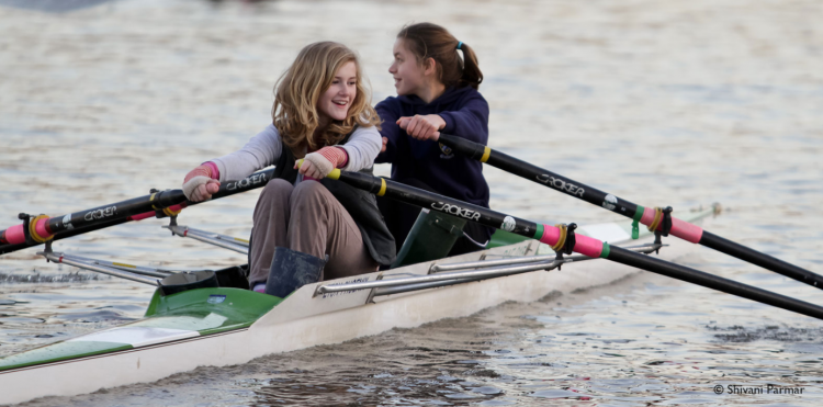 children rowing a double scull