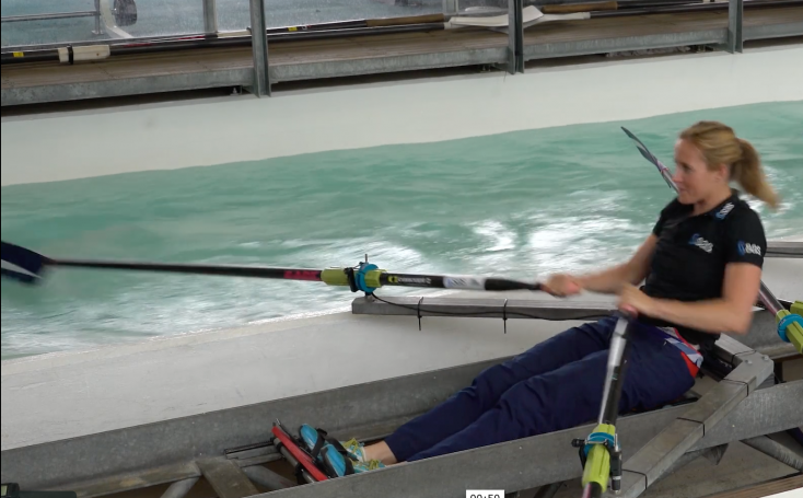 SAS Institute, British Rowing, Helen Glover rowing in the tank at Royal Albert Dock, London