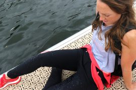 Karen Bennett wearing ACAI skinny outdoor trousers