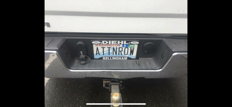 Attention Row Rower license plate