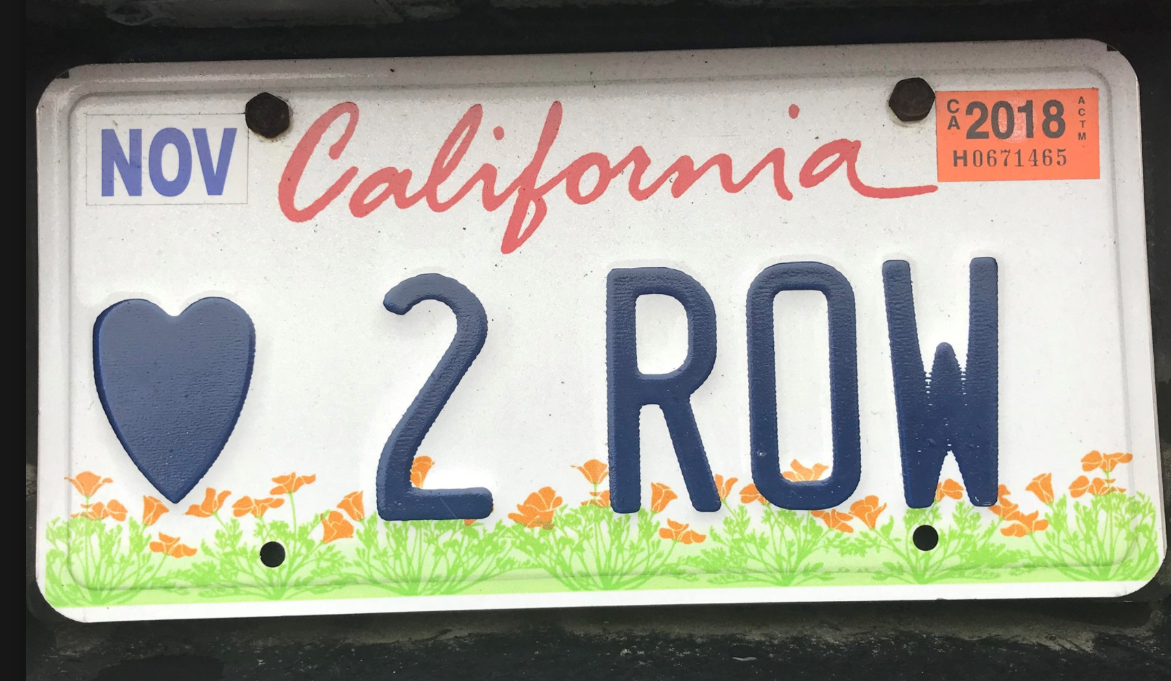 Love 2 row license plate