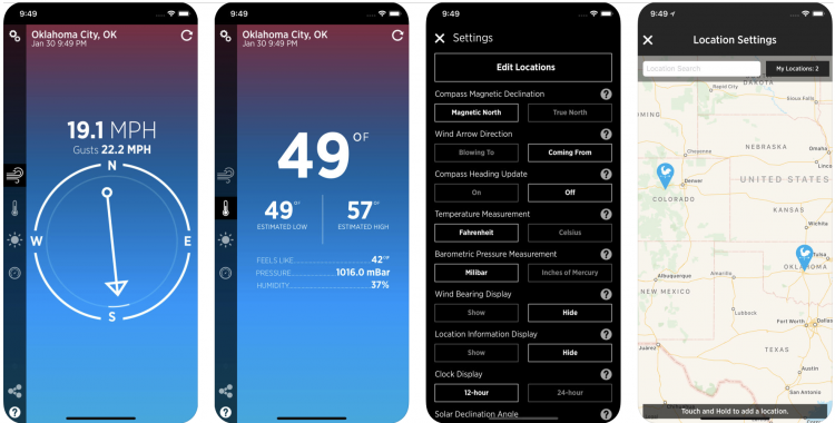 Wind Compass app screenshots