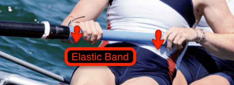 Elastic Band position on the sweep oar handle 