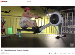 Fat guy, rowing machine, fat rower,