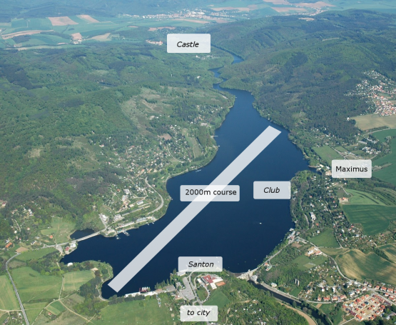Aerial map , rowing camp, Prygl Lake